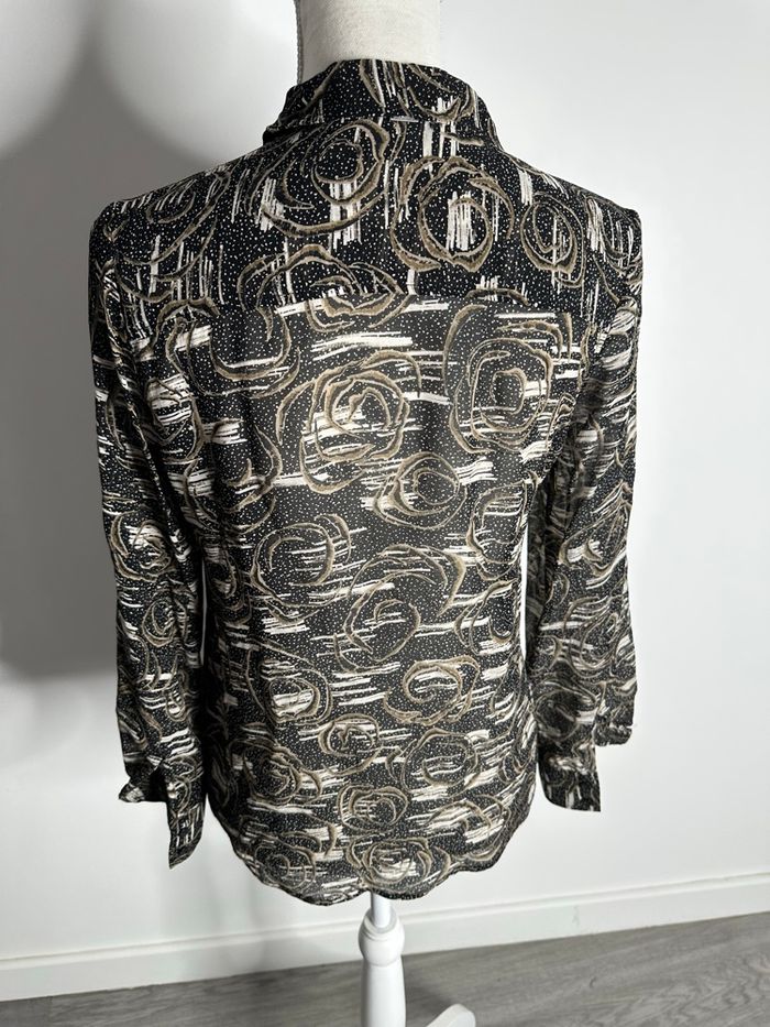 Chemisier bariolé noir blanc beige IKKS T36 S - photo numéro 4