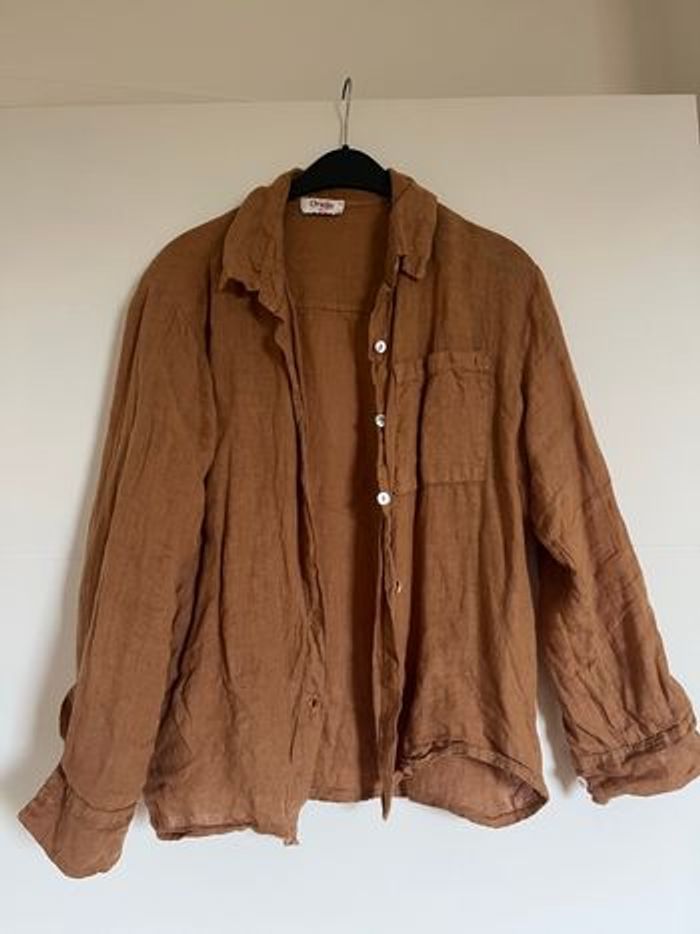 Chemise lin Oraije couleur caramel - photo numéro 4