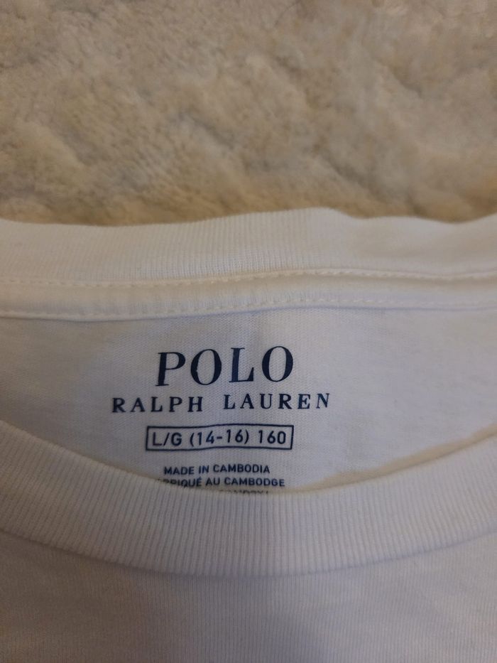 T-shirt à manches longues Polo Bear Ralph Lauren blanc – Taille 14/16 ans - équivalent XS/S adulte - photo numéro 3