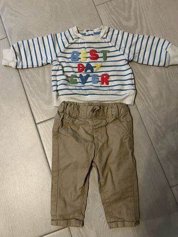Ensemble chino et sweat 6 mois