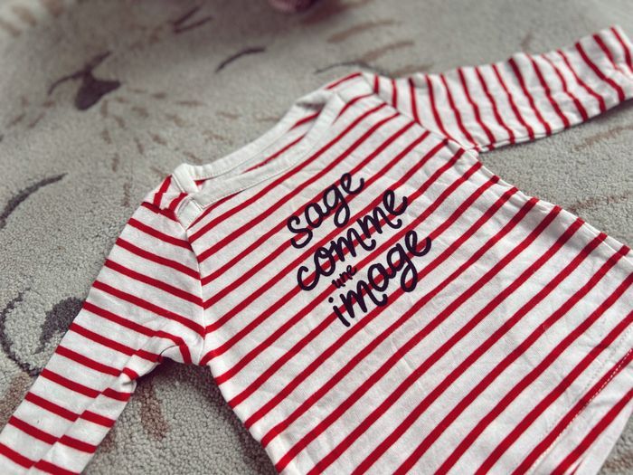 Haut manches longues marinière blanche et rouge bouchara