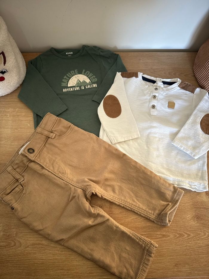 Ensemble 3 pièces : t-shirt Kiabi, t-shirt Obaibi, pantalon Primark - 9 mois - photo numéro 2