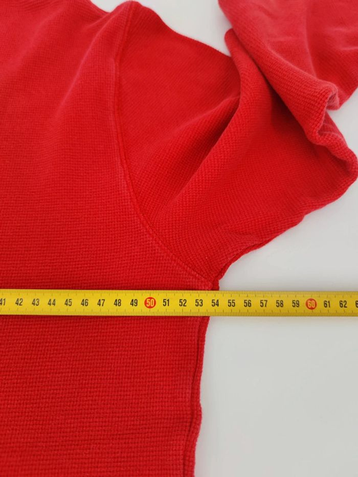 Pull Crewneck Léger Ralph Lauren Nid D'abeilles Rouge Logo Brodé Bleu Marine Taille L Homme - photo numéro 10