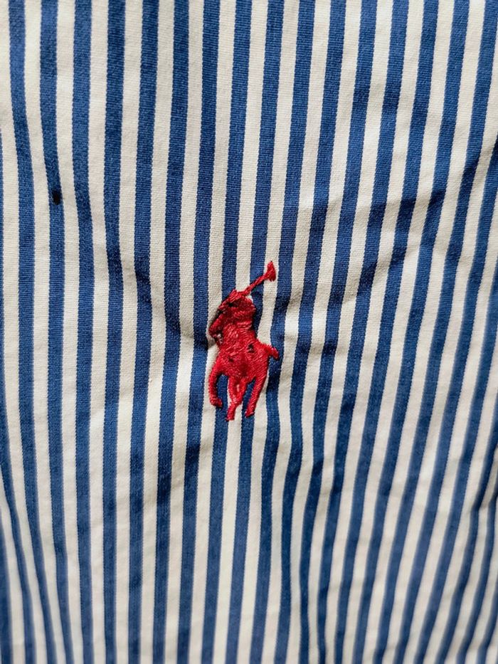 Chemise Ralph Lauren rayée bleu/blanc logo rouge brodé – Taille XXL (équivaut à un XL/Large ample) - photo numéro 6