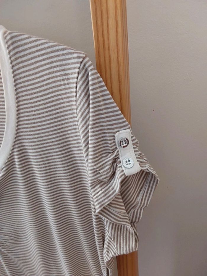 Tee shirt rayé beige et blanc Patrice Breal T38 - photo numéro 5