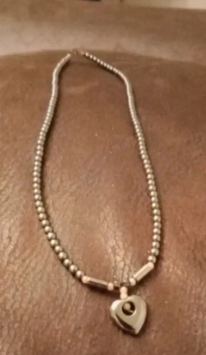 Collier pendentif coeur perles vintage - photo numéro 4