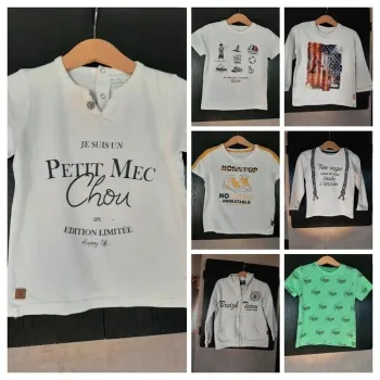 Lot 4 ans 6 T-shirts et 1 veste minis trous ou tâches peuvent encore servir prix mini
