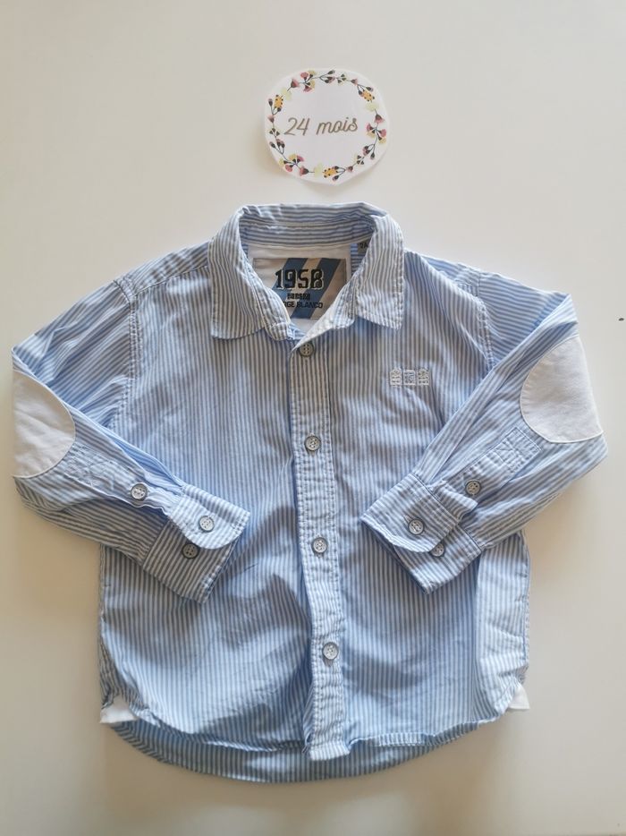 Chemise à rayures 100% coton 2 ans serge blanco excellent état