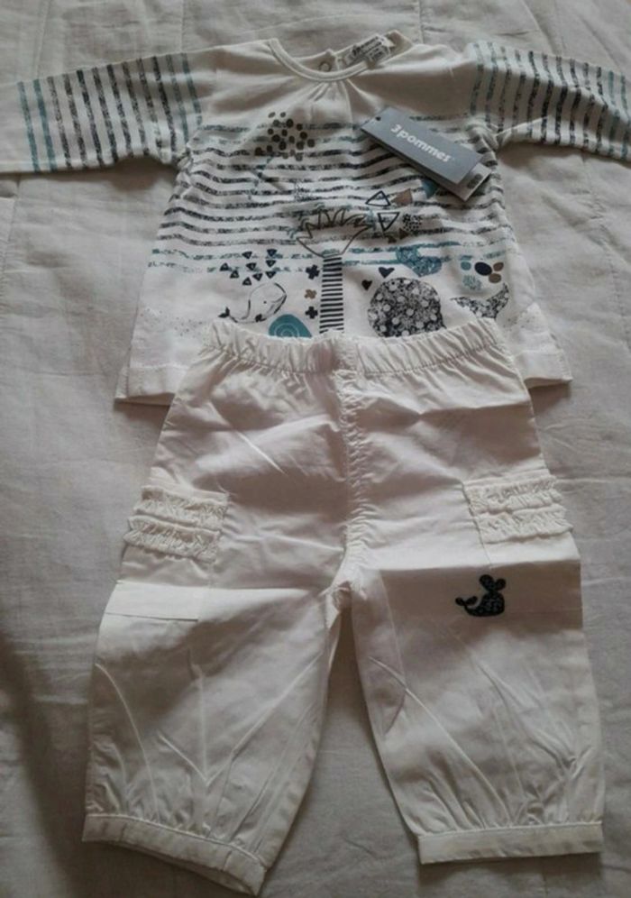 Ensemble 3 pommes Taille 1 mois neuf avec étiquette - photo numéro 3