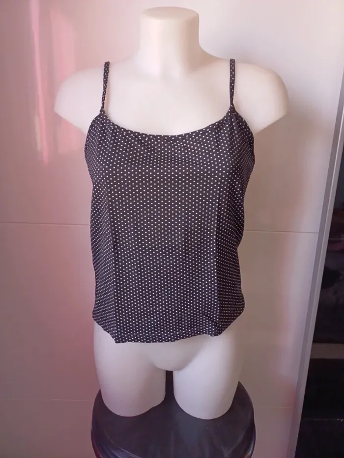 Top bretelles motifs pois taille XL