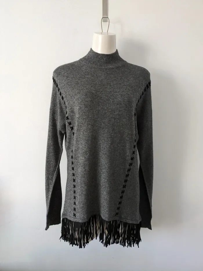 Pull à franges col montant - Berenice - taille M