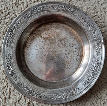 🍽 Ancienne coupelle en métal argenté, gravée Ernest