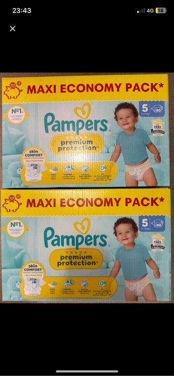 Couches pampers, premium protection T5,