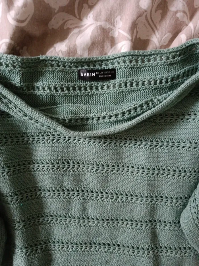 Pull vert turquoise Shein L - photo numéro 2
