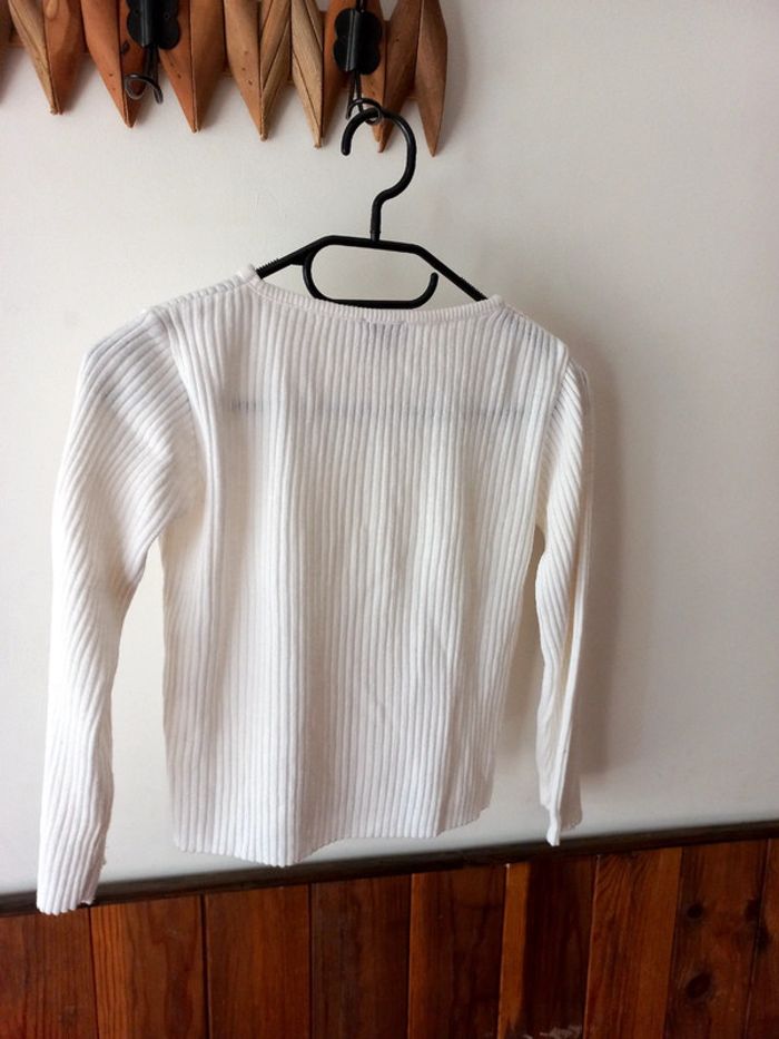 Pull blanc côtelé - photo numéro 2