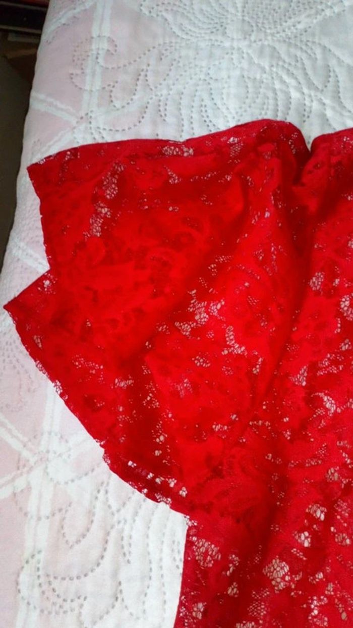 Haut en dentelle rouge motif floral femme XL camaïeu - photo numéro 7