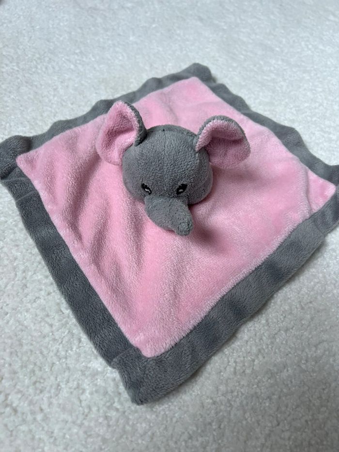 Doudou plat éléphant rose et gris Sandy