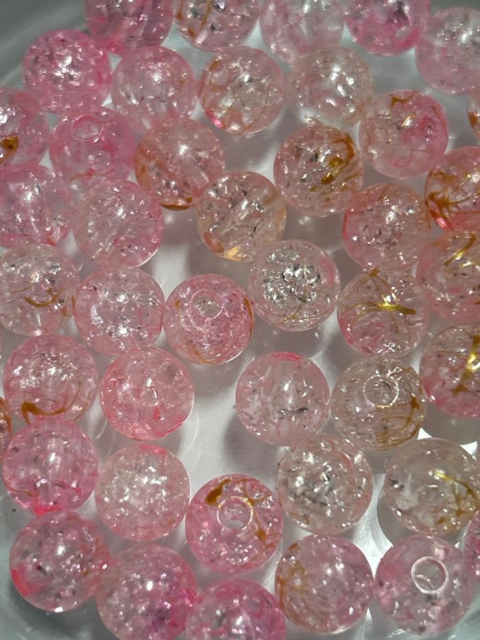 B36, 50 perles craquelées dripping doré 8mm plastique - photo numéro 2