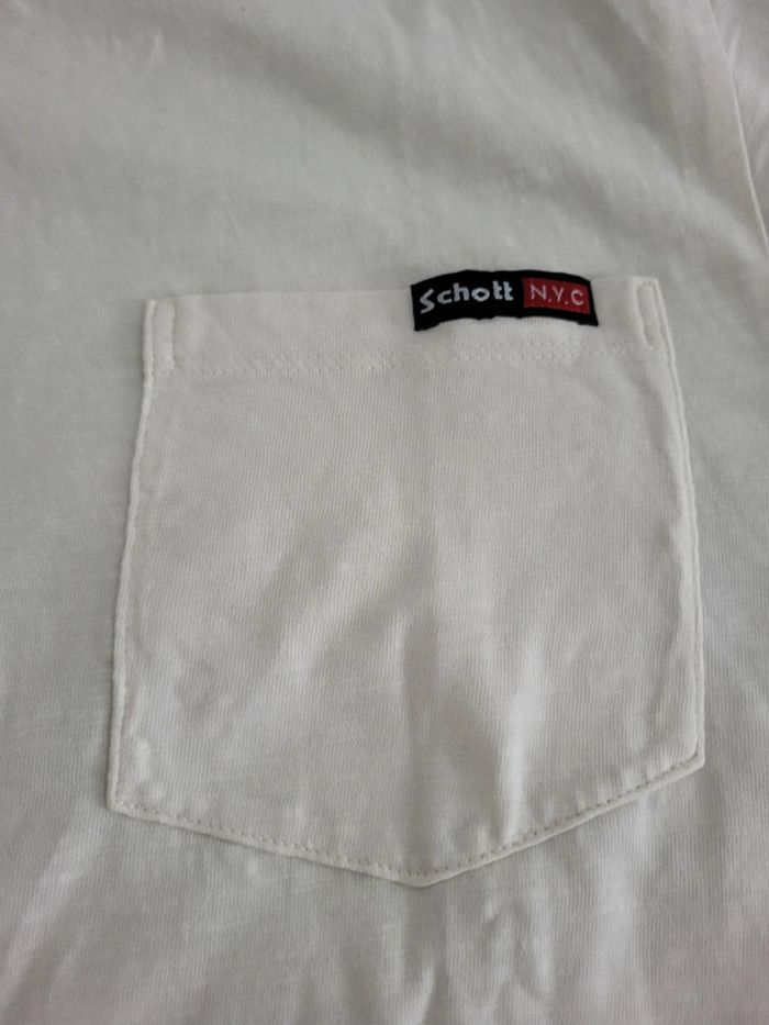 T-shirt Schott blanc 100% coton avec QR code - L - photo numéro 3