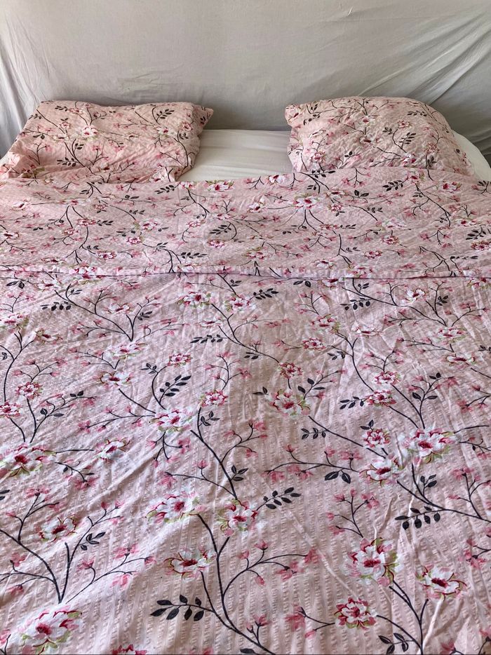 Parure de lit rose Fleurs de Cerisier en coton 🌸 - photo numéro 4