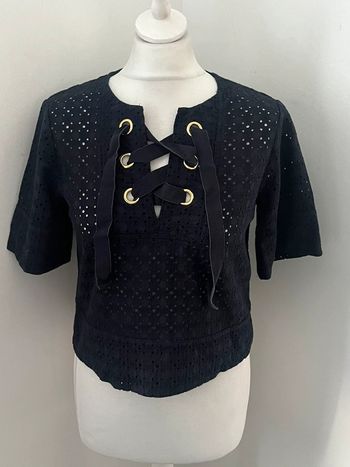 Blouse dentelle marine Zara XS comme neuve