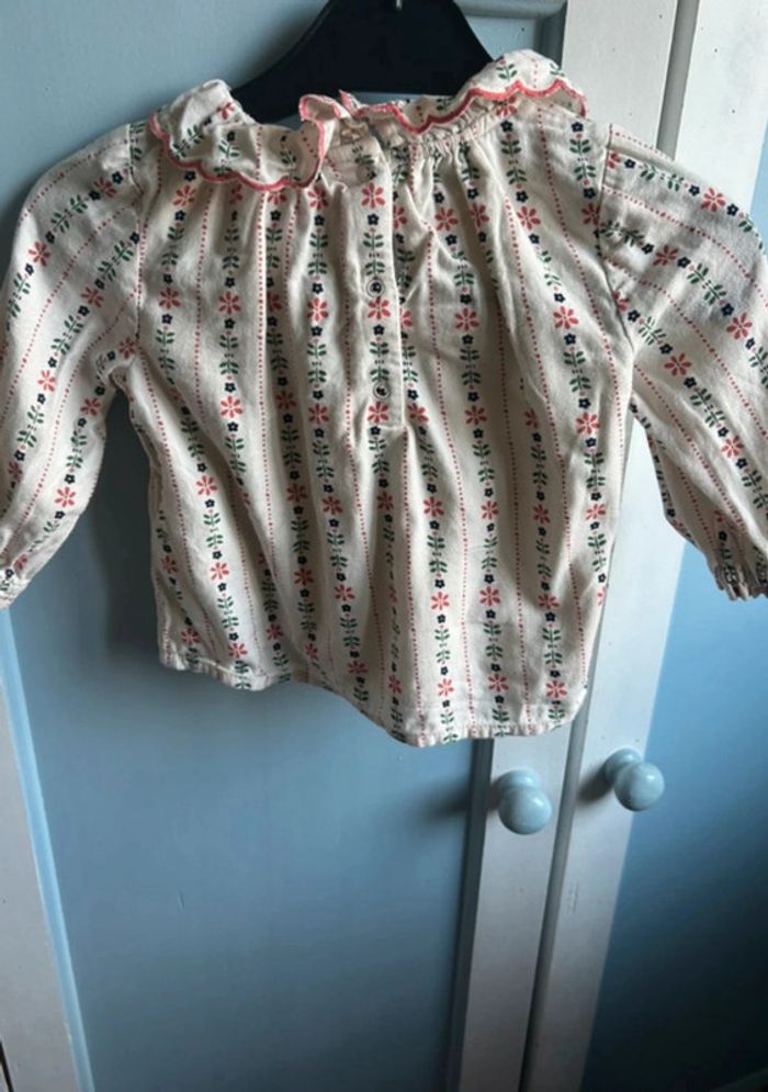 🌼 Ensemble salopette jean & chemise fleurie – 12 mois – Tape à l’œil 👶 - photo numéro 11