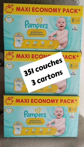 351 Couches Pampers premium taille 2 lot de 3 cartons 