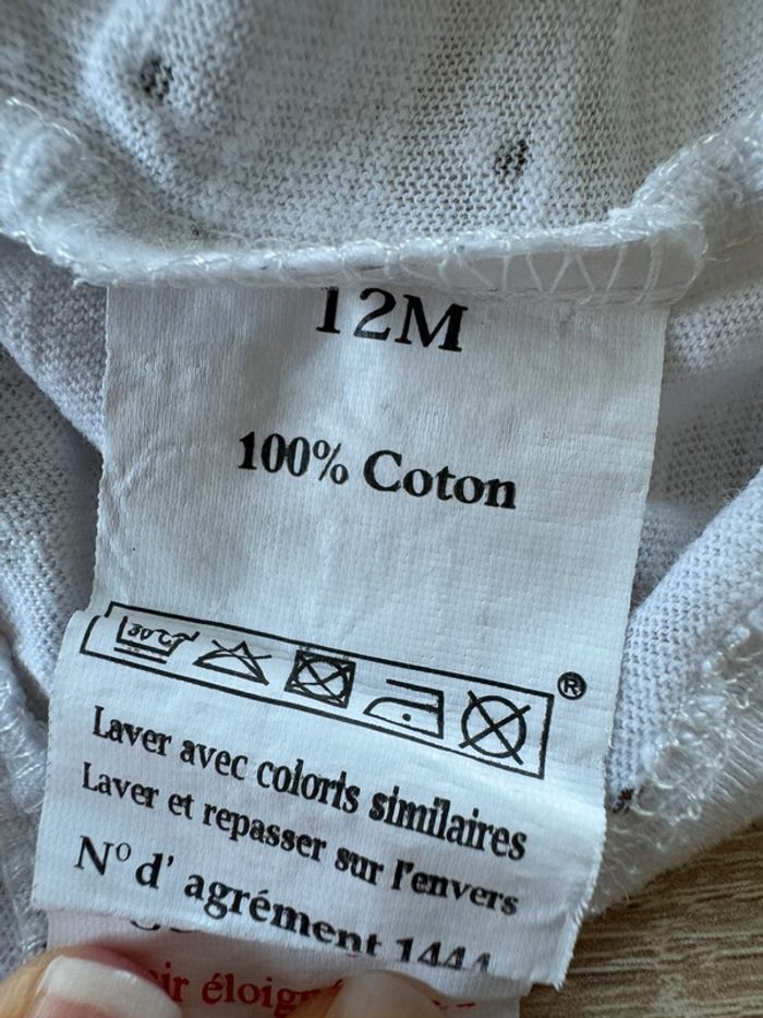 T shirt blanc à pois Boîte à malice 12 mois BE - photo numéro 6