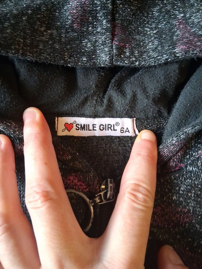 Gilet zippé a capuche 6ans smile girl - photo numéro 2