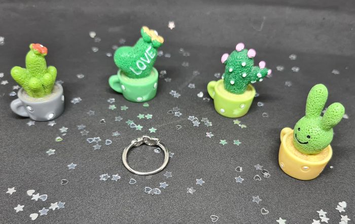 Bague fantaisie argentée duo de cœurs - photo numéro 4