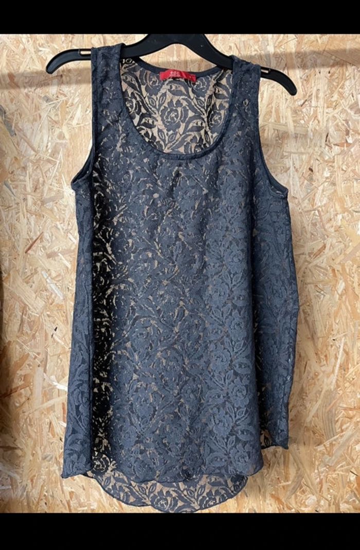 Débardeur blouse dentelle gris transparence taille 36 Esprit - photo numéro 2
