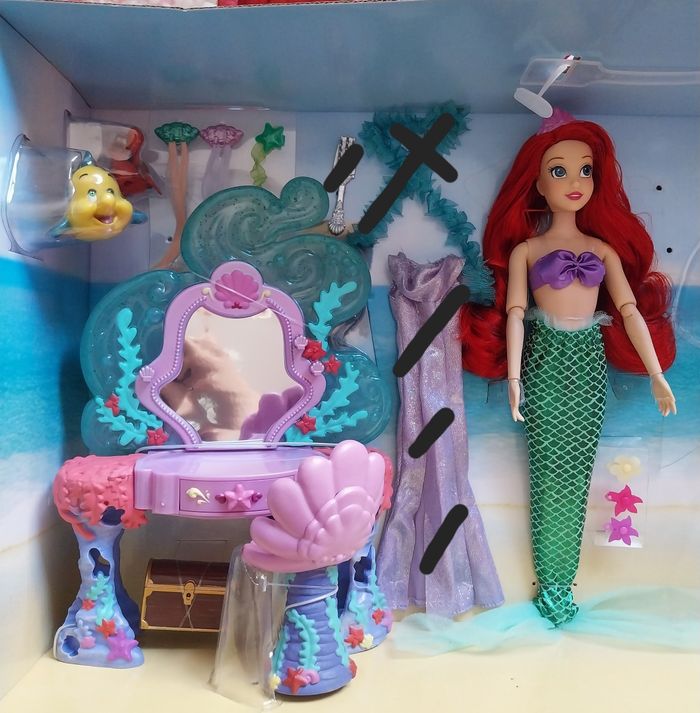 Poupée Ariel sirène coiffeuse accessoires Polochon Sébastien- Coffret Disney La Petite Sirène