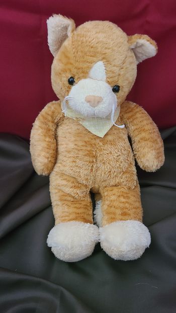 Peluche chat roux tigré Très doux Avec un foulard 30cm Althans