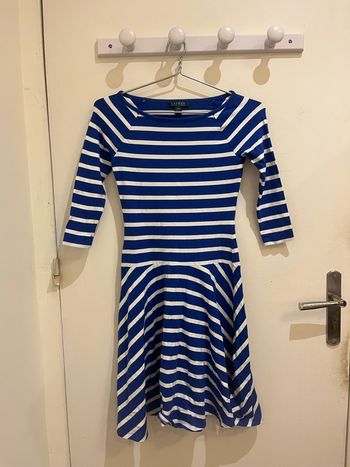 Robe mi longue ralph lauren à rayures bleues et blanches taille XS/34
