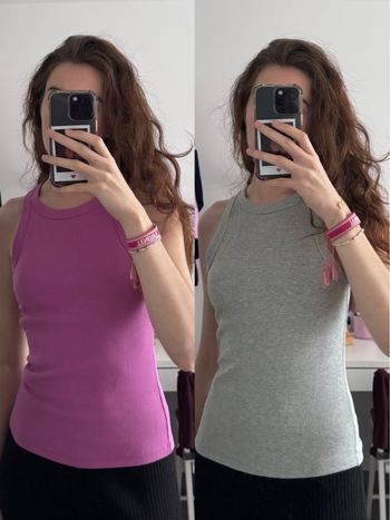 Lot de 2 débardeurs côtelés violet et gris Cache-Cache