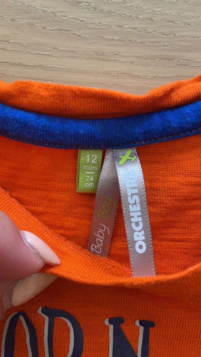 T-shirt manches courtes orange 12 mois orchestra - photo numéro 2