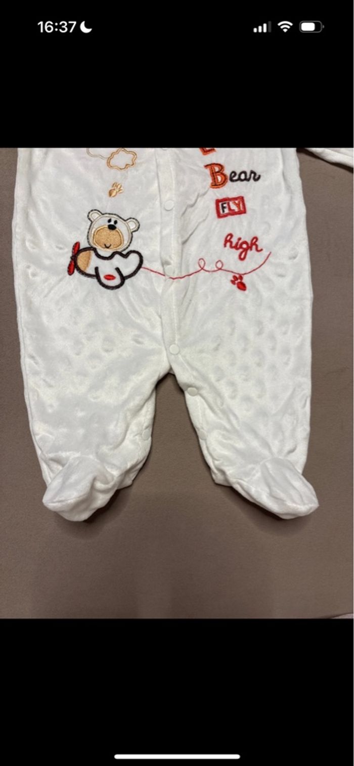 Pyjama Grenouillère Blanc - Taille 0 naissance - photo numéro 3