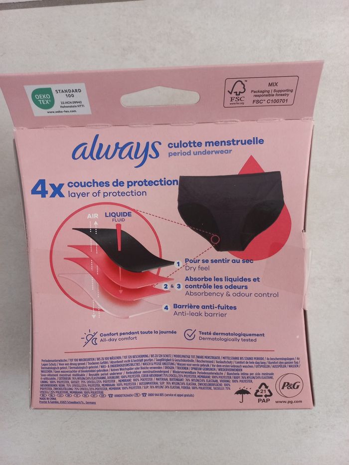 Always culotte menstruelle lavable T M - Neuve - photo numéro 4