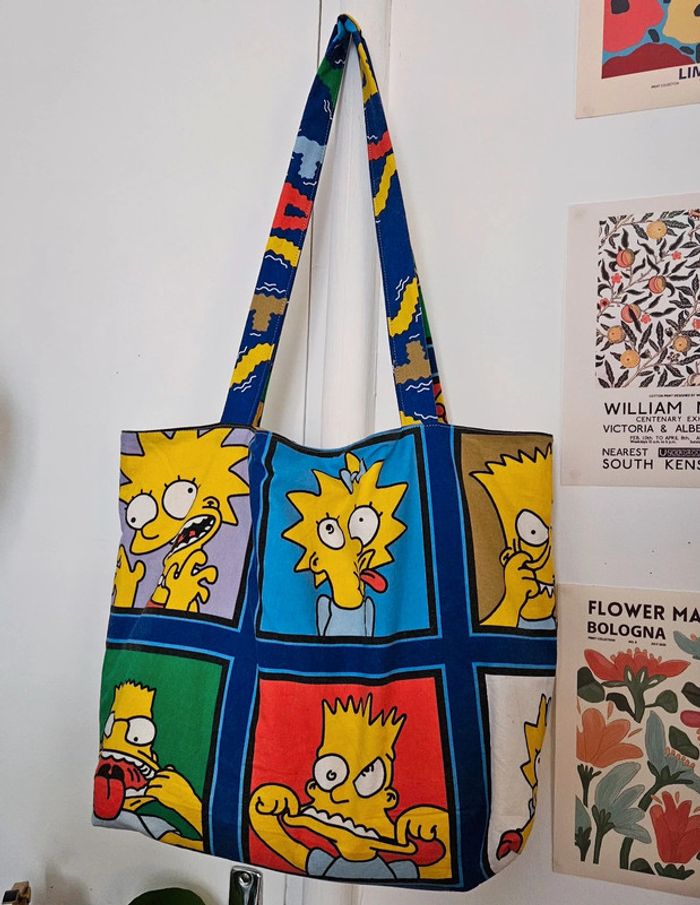 Tote bag grimaces Simpson upcyclé - photo numéro 4