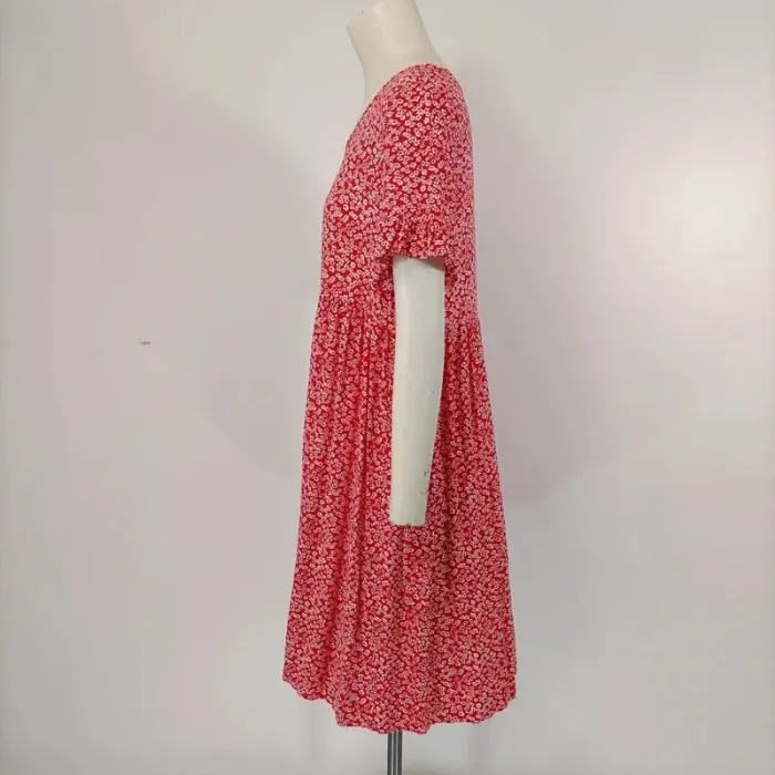 Robe rouge estivale Emery Rose fleurs blanche - taille S - A149 - photo numéro 2