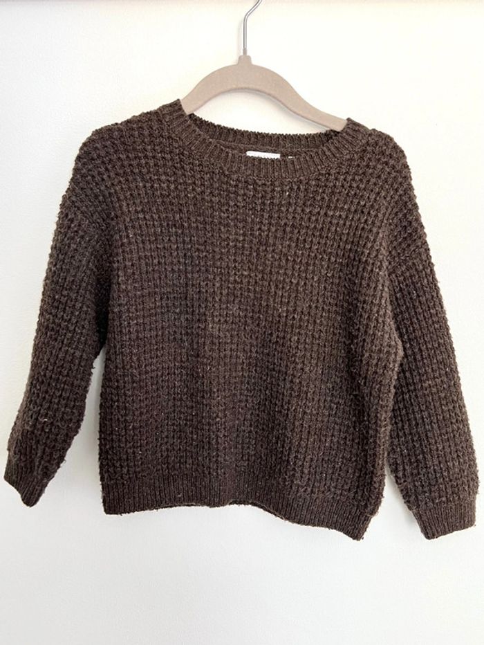 Pull maille marron col rond Zara 86cm