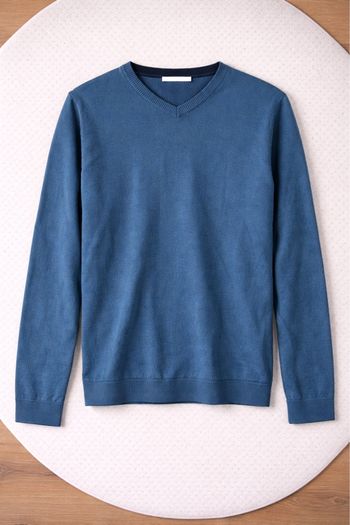 Pull bleu col V Monoprix Teens – 14 ans (153/164 cm)