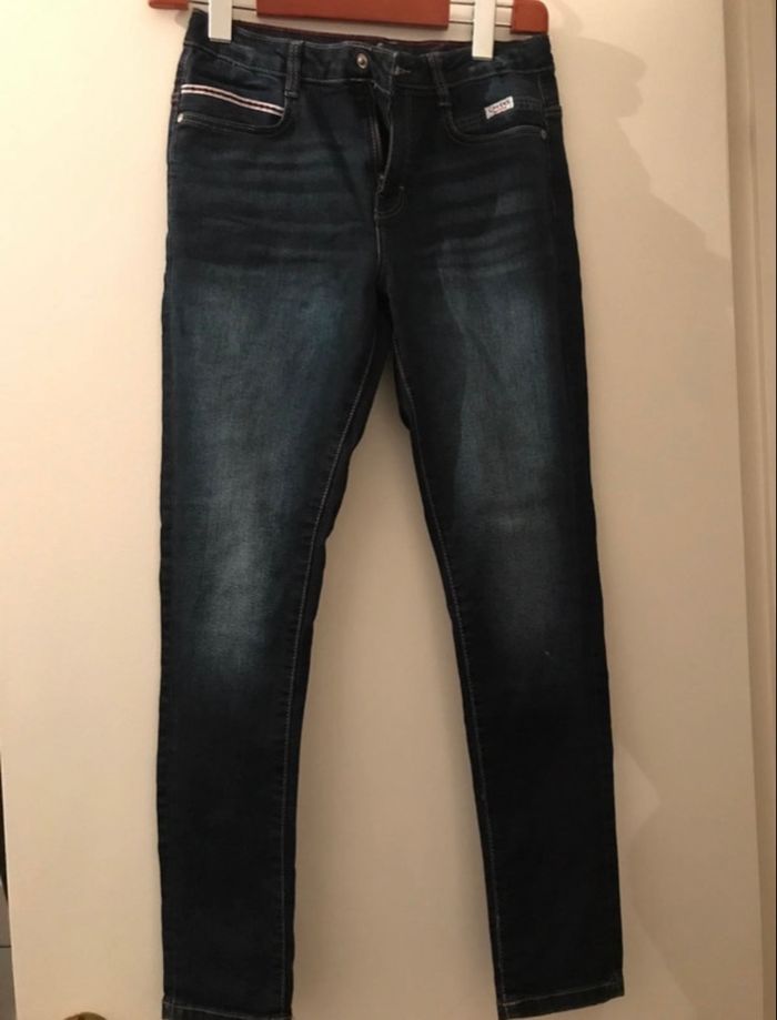 garçon jean taille 12 ans marque creeks se resserre à la taille boutons et élastiques brut délavé
