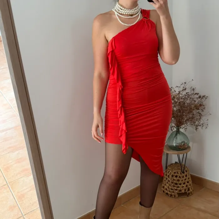 Robe rouge asymétrique Zara tbe Taille M