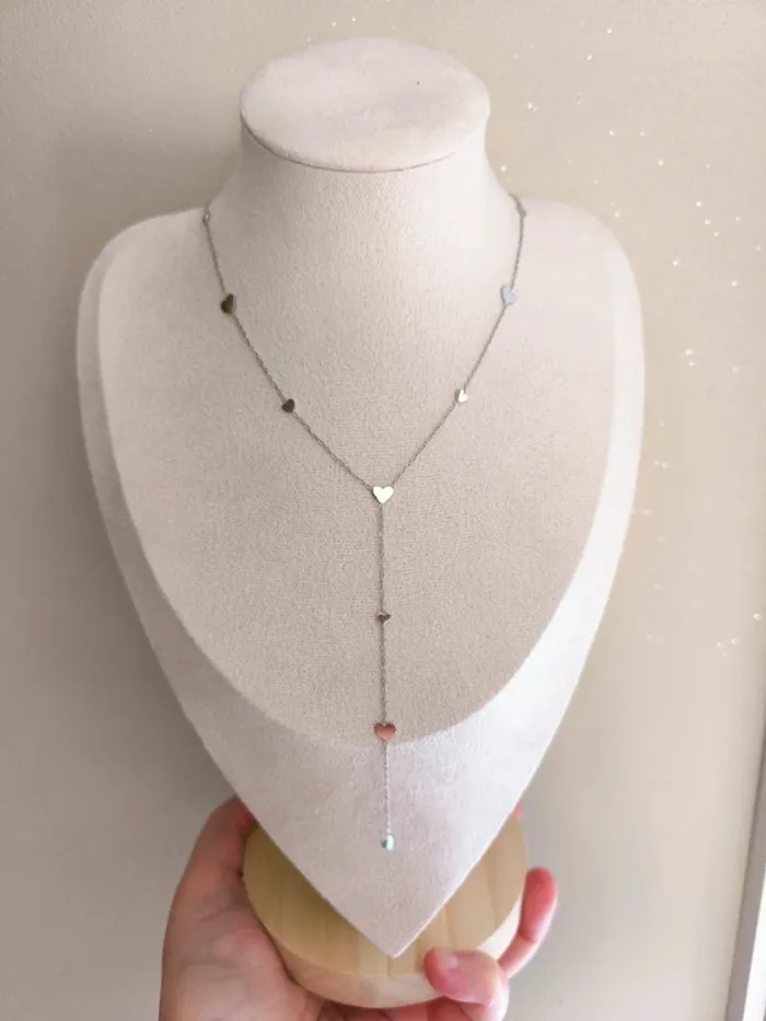 Pendentif argenté en Y avec coeurs - photo numéro 6