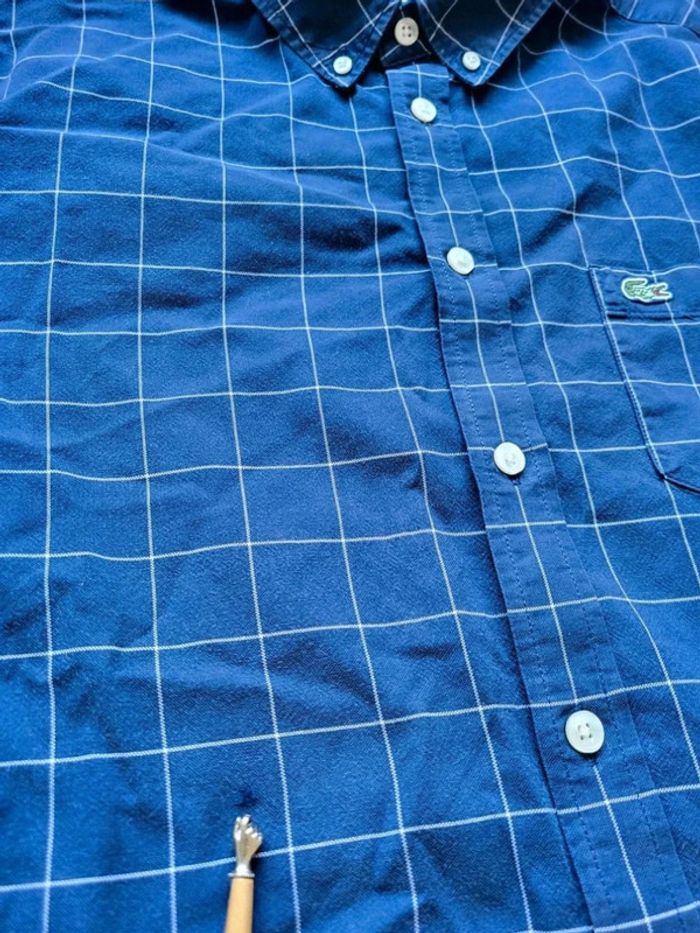 Chemise Lacoste Bleu à Carreaux Blanc - Manches Longues - Taille L - 100 % Coton - photo numéro 15