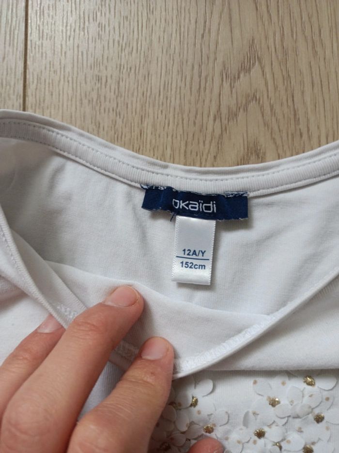 T-shirt fille Okaïdi taille 12 ans en bon état - photo numéro 3