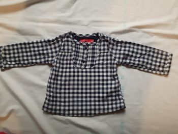 Tunique à carreaux Vichy blanc et marine