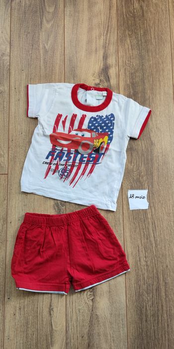 Ensemble short t-shirt bébé garçon Disney Cars 18 mois
