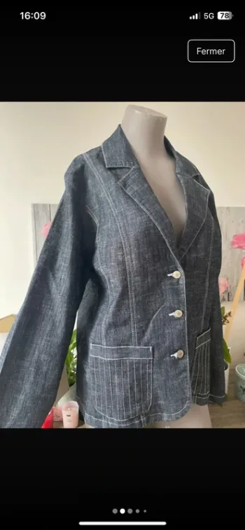 Magnifique blazer en jeans en 48 excellent état de chez Blanche Porte